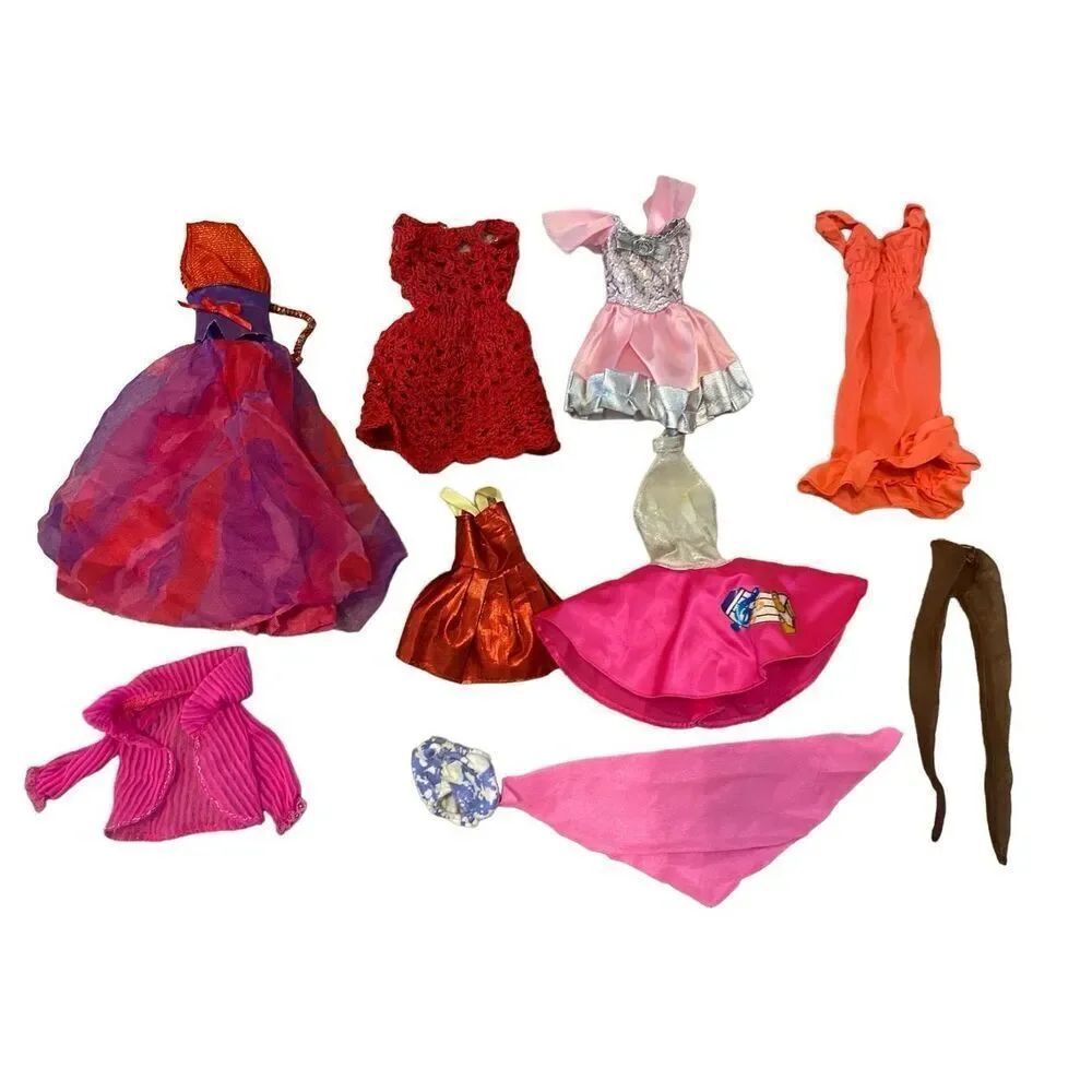 Lot Of 10 Barbie Clothing Dresses Jacket Leggings Mattel 1990s